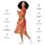 Retro Style 70s Long sleeve midi dress - Image 3
